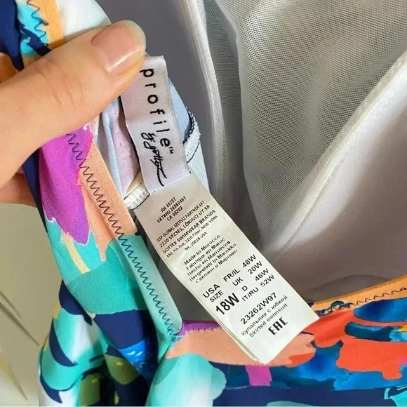 Gottex Scoop Neck Swim Dress with Ruffled Slit Hem Sz 18W - Picture 4 of 11